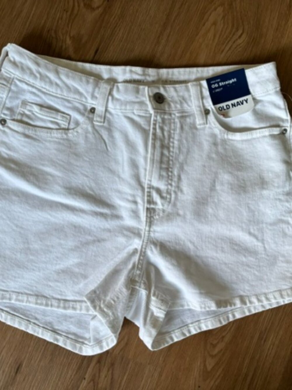 Old Navy White Denim OG Straight Hi Rise 3" Inseam Shorts NWT 10